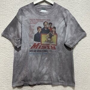Vtg Gildan L Grey Tie-dye T-shirt 1961 Film Misty David Ladd, Arthur O'Connell